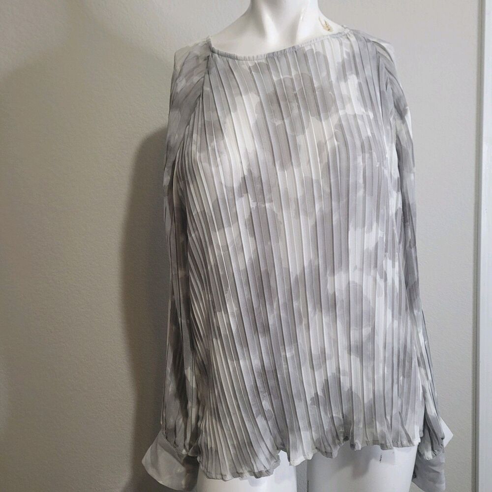 NEW Calvin Klein Small blouse pleated flower button lining keyhole NWT